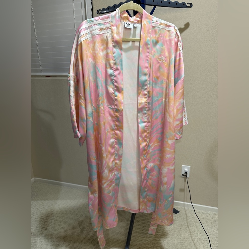 Adidas Originals Pink Tie Dye Robe Kimono size Large